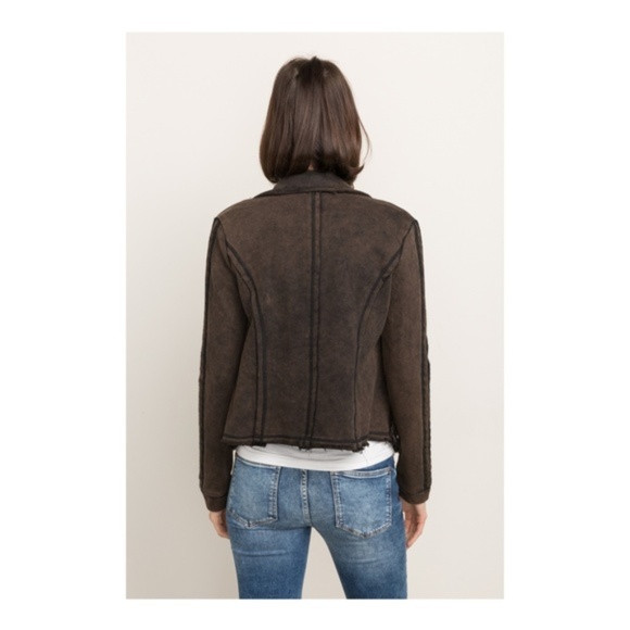 ONE LEFT (S) Terry Mix Sweater Jacket - Picture 6 of 8